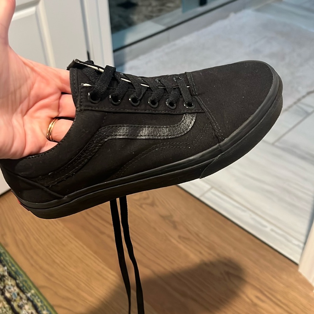 Almost brand new vans lace up solid black worn once